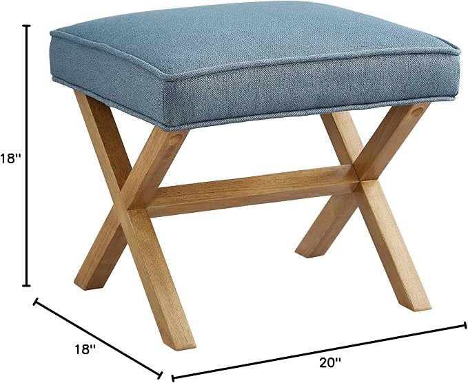 Amazon Basics Small Ottoman Foot Rest, Mid-Century Modern X Square Upholstered - Image 7