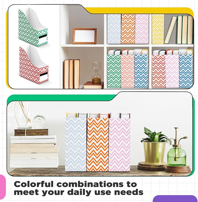 Jutom 32 Pcs Magazine File Holder Set Including Colored Foldable Desk File - Image 3