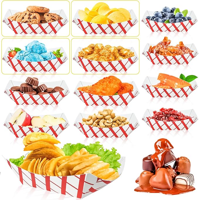 150 Pack Checkered 1Lb Paper Food Boat Trays Disposable Paper Boat Plates - Image 4