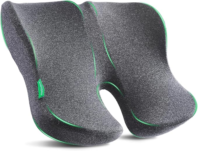 Seat Cushion, SC 150G Seat Cushions for Office Chairs, Car Seat, Wheelchair - Sciatica & Tailbone & Coccyx Pain Relief Pillow for Driver Sedentary People（Size:19.6 * 16.6 * 3.7 in-Grey）-DeskLoop Office