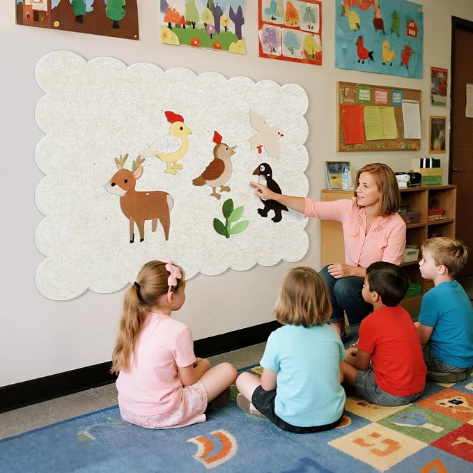 Lightomorrow Scalloped Bulletin Board, 48 x 36 Inches Felt Pin Board - Image 7