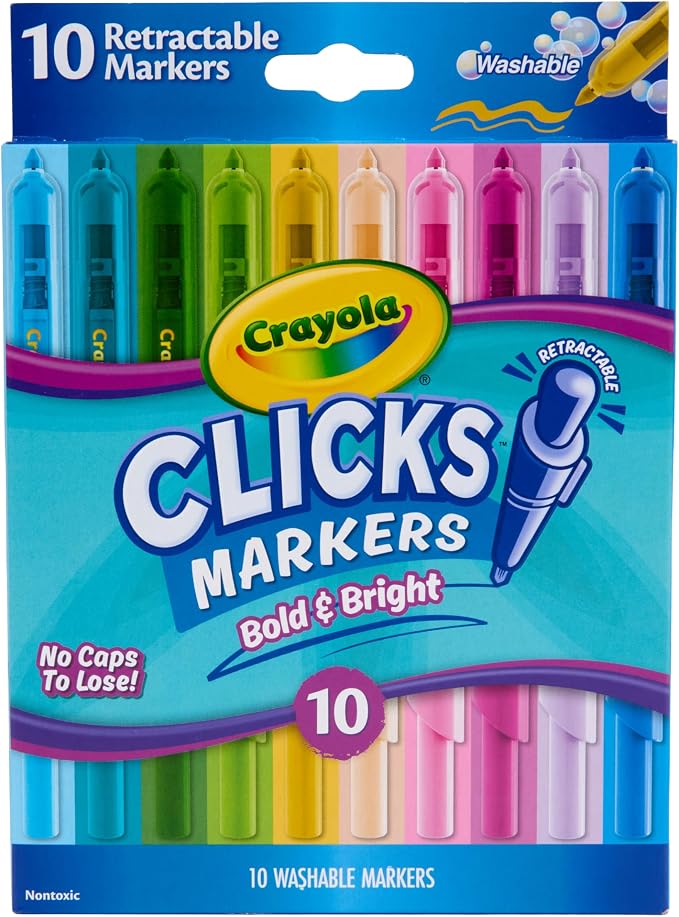 Crayola Clicks Retractable Markers Bold, Teacher Classroom School Supplies by Crayola