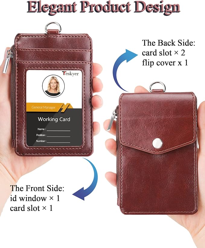 Teskyer Badge Holder with Side Zip Pocket, Teachers/Students - Image 4