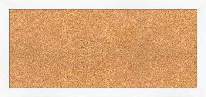 Amanti Art Natural Cork Board for Wall, 21x45 Vision Board with White Frame, Oversize Corkboard Office Decor for Home Organization, Modern Corkboard Pinboard to Display Items for Home Organization in-DeskLoop Office