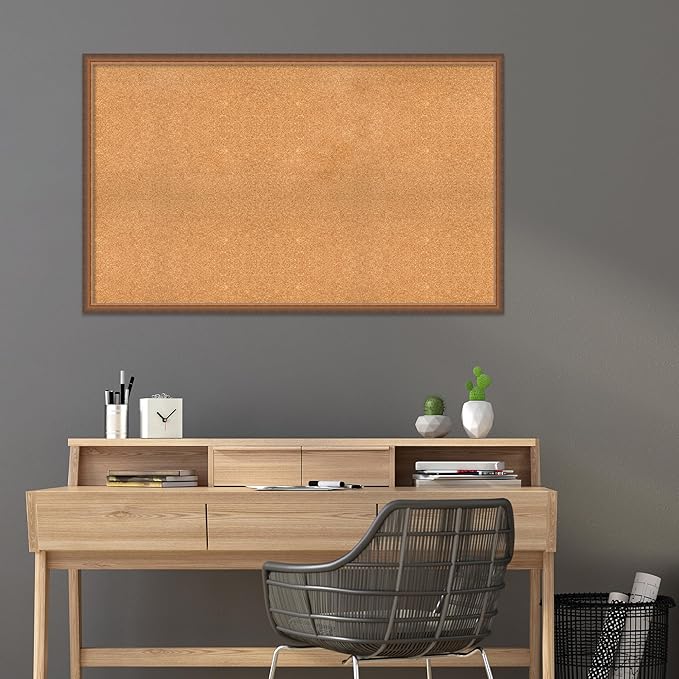 Amanti Art Natural Cork Board for Wall, 32x52 Vision Board with Bronze Frame, Oversize Corkboard Office Decor for Home Organization, Modern Corkboard Pinboard to Display Items for Home Organization-DeskLoop Office