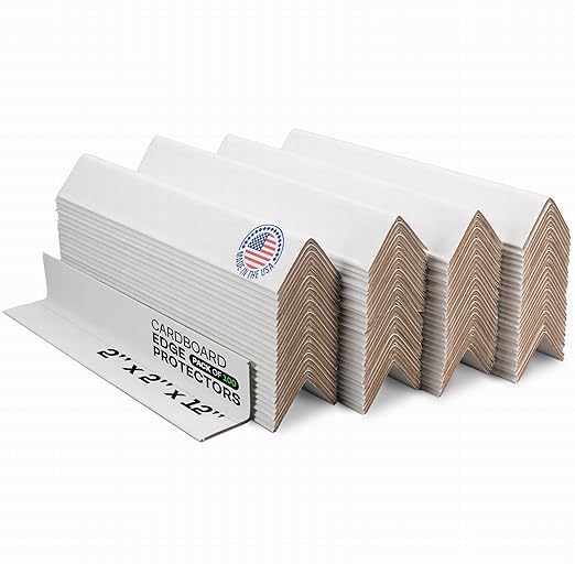 IDL Packaging Cardboard Edge Protector 2" x 2" x 9", Pack of 100 - V-Board Reinforced Cardboard Corners for Shipping - White Kraft Corner Protectors for Pallets - Recyclable and Eco-Friendly Material-DeskLoop Office