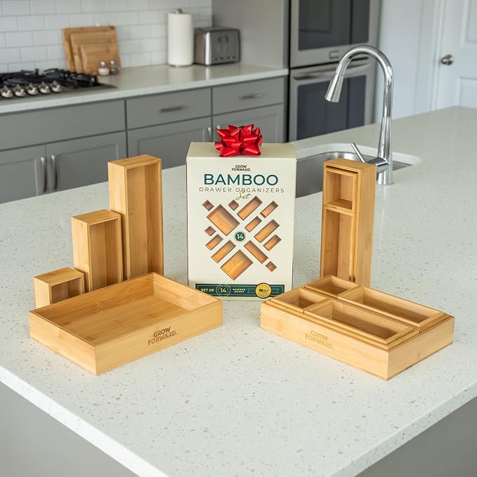 Grow Forward Bamboo Drawer Organizer Boxes - Image 6