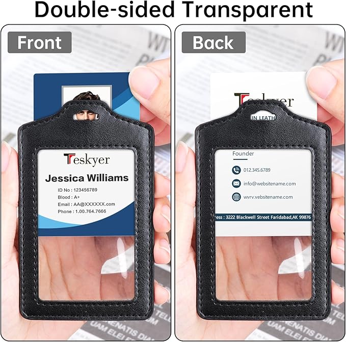 Teskyer 2 Pack Double Sided Clear Badge Holder - Image 2
