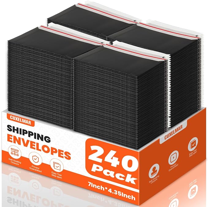 240 Pack Black Rigid Mailers, Perfect Size Shipping Envelopes by Unknown