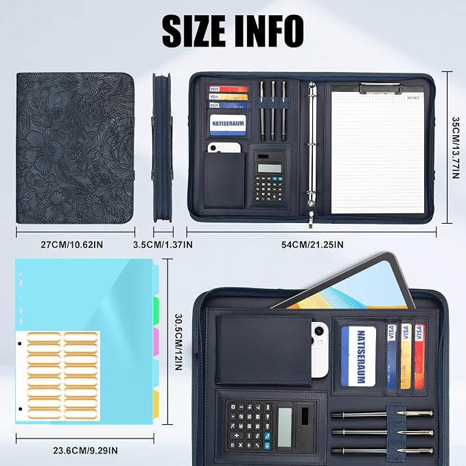 Portfolio Binder 3 Ring Includes Pen and 5 Dividers - Image 4