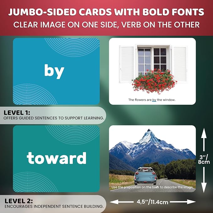 QUOKKA 104 Prepositions Flash Cards - Image 3