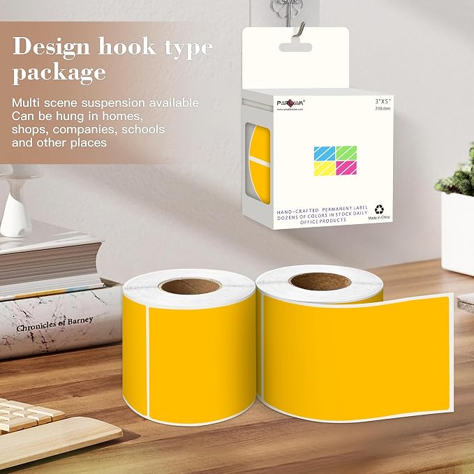 PARLAIM 3x5 inch Rectangle Color Code Stickers, Fluorescent Orange - Image 4