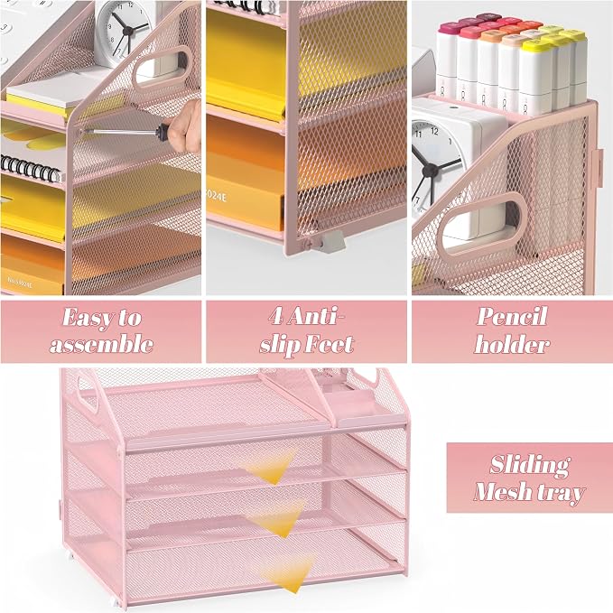 Letter Tray Paper, 4 Tier Desk Organizer - Image 4