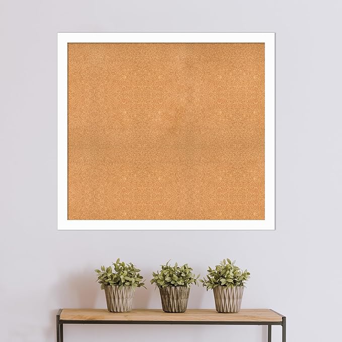Amanti Art Natural Cork Board for Wall, 39x43 Vision Board with White Frame, Oversize Corkboard Office Decor for Home Organization, Casual Corkboard Pinboard to Display Items for Home Organization in-DeskLoop Office