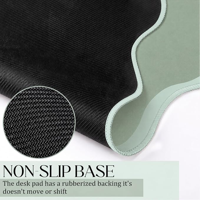 Hahafelt Scalloped Desk Mat Large Desk Pad Cute Coquette Table Mat Back to - Image 3
