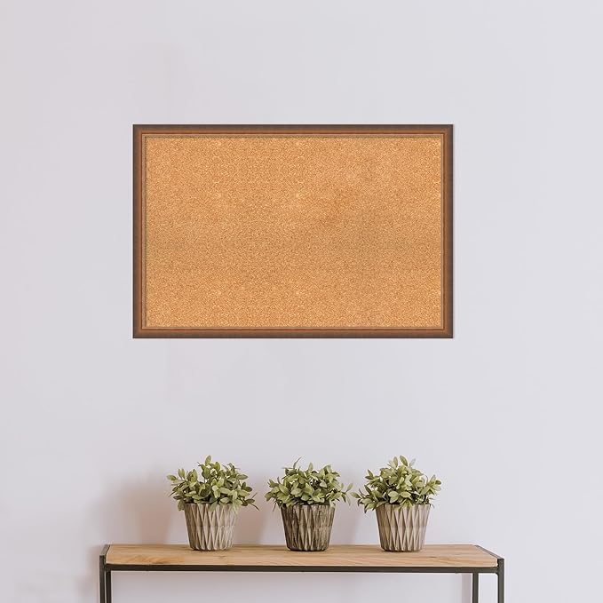 Amanti Art Natural Cork Board for Wall, 24x36 Vision Board with Bronze Frame, Large Corkboard Office Decor for Home Organization, Modern Corkboard Pinboard to Display Items for Home Organization in-DeskLoop Office