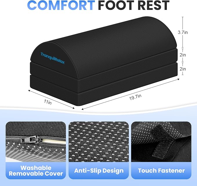 TranquilRelax Foot Rest for Under Desk at Work, Gaming Accessories Foot Stool - Image 3