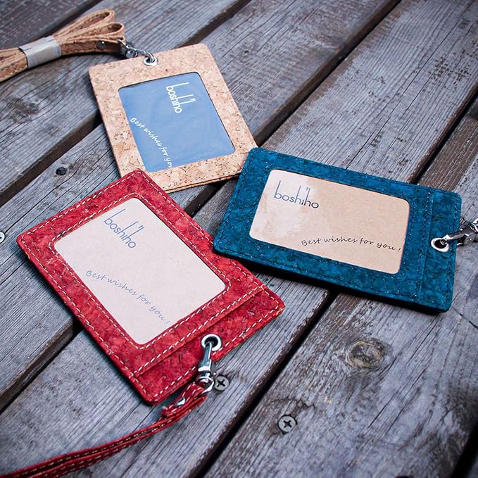Cork Badge Holder, Boshiho Vertical Style Eco-Friendly Natural Cork Name ID - Image 3