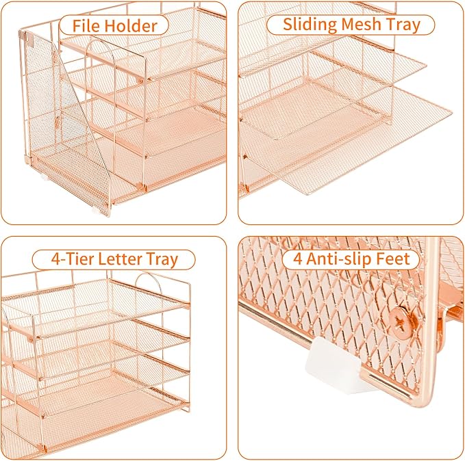OPNICE Desk Organizer, 5-Tier Paper Organizer Letter Tray - Image 4