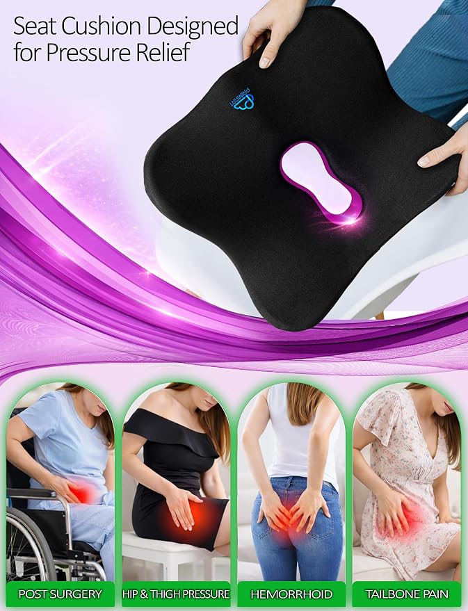Memory Foam Seat Cushion for Pressure Relief, Ergonomic Office Chair Cushion - Image 7