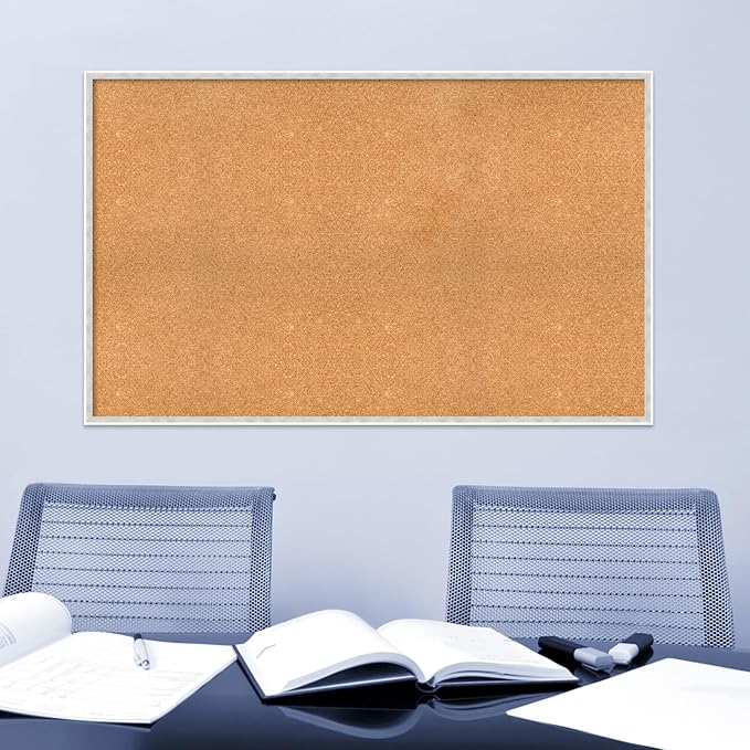 Amanti Art Natural Cork Board for Wall, 33x53 Vision Board with White Frame, Oversize Corkboard Office Decor for Home Organization, Modern Corkboard Pinboard to Display Items for Home Organization in-DeskLoop Office