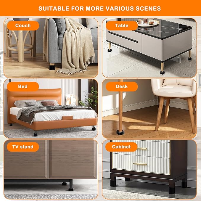 shouwuhho 8 Pack Furniture Risers Adjustable Bed Risers Heavy Duty Lifts Height - Image 6