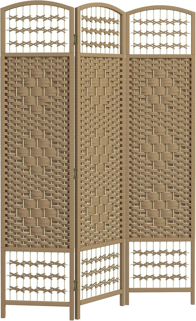 NicBex Room Divider 3 Panel Room Dividers with Woven Paper Design Partition Room Dividers and Folding Privacy Screens 5.6 FT Wall Divider for Office, Room Separation,47.25"W x 0.5"D x 67"H, Natural-DeskLoop Office
