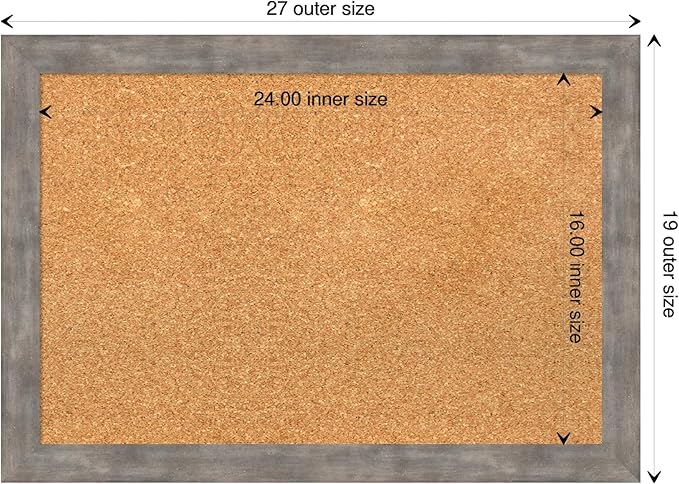 Amanti Art Natural Cork Board for Wall, 19x27 Vision Board with Silver Wood Frame, Medium Corkboard Office Decor for Home Organization, Casual Corkboard Pinboard to display items for home organization-DeskLoop Office