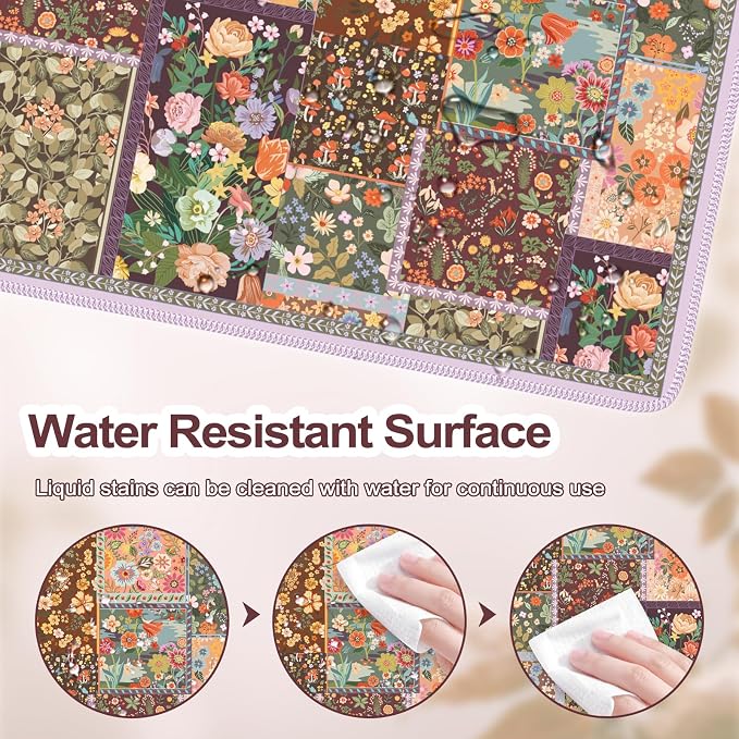 iCasso Floral Desk Pad Mat, Large Mouse Pad, Desk Matt - Image 5