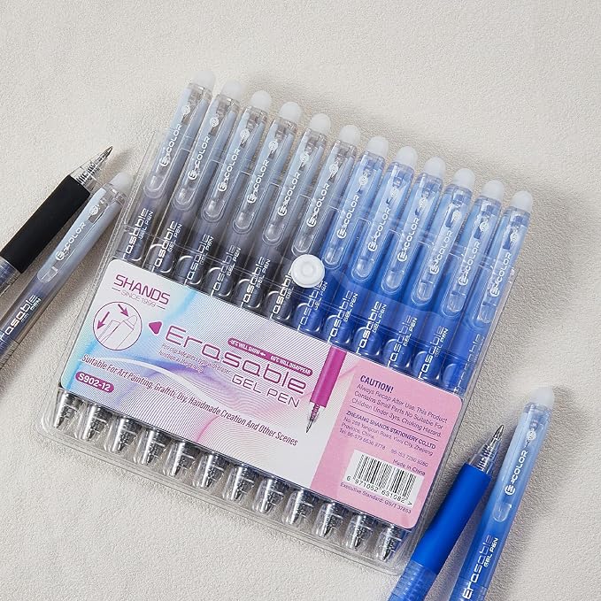 12Pcs Retractable Erasable Gel Pens Clicker, Fine Point 0.7mm Smooth Writing - Image 3