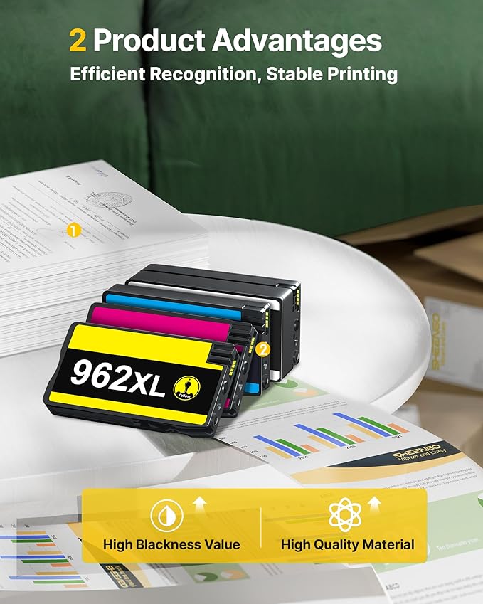 962XL Ink Cartridges Combo Pack Replacement for HP Ink 962XL Black and 962 Color Combo Pack for HP 962 962XL Ink for HP OfficeJet Pro 9010 9015 9018 9020 9025 Printer(1BK/1C/1M/1Y, 4 Pack)-DeskLoop Office