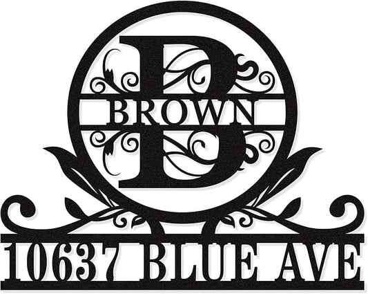 Personalized House Number Monogram Sign, Custom Address Sign by HYTSIGN