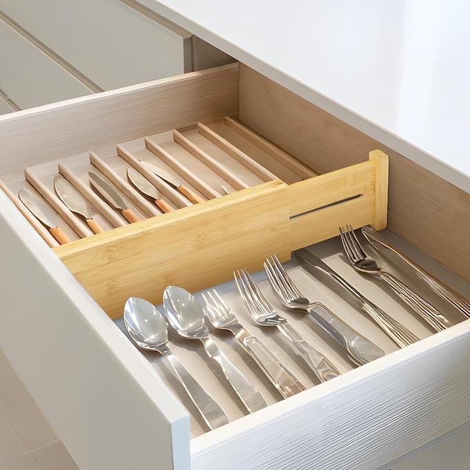 VaeFae 6 Pack Bamboo Drawer Dividers, Expandable Separators - Image 6
