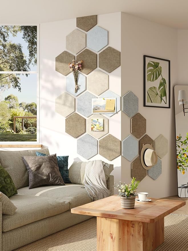 8 Pack Hexagon Felt Bulletin Board Tiles - Image 2