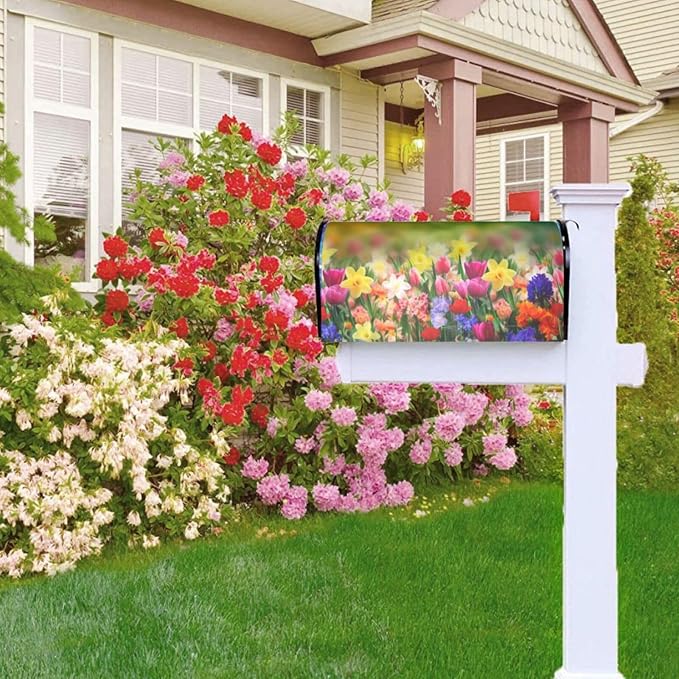 Spring Flowers Butterfly Welcome Magnetic Mailbox Cover, Colorful Mailbox Wrap - Image 9