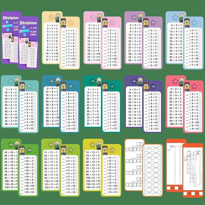 1-12 Division Flash Cards, Large Math Table Flashcards, Including 15 Cards - Image 9