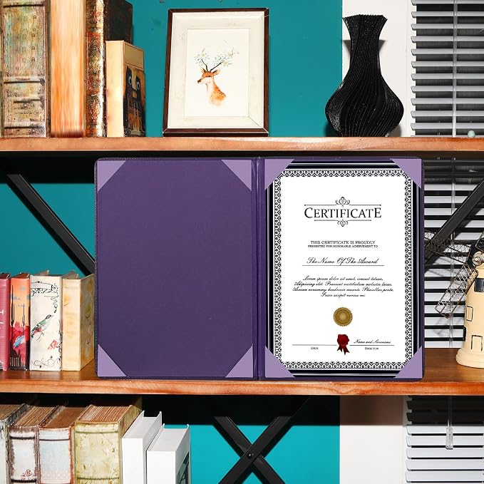 Tenare 10 Pcs Purple Leather Certificate Holder 8.5 x 11 PU Phd Bachelor Master - Image 5