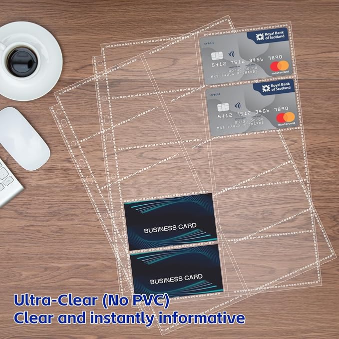 BYSTER 30 Pack 600 Pockets Business Card Sleeves Binder Sheets, Ultra-Clear - Image 5