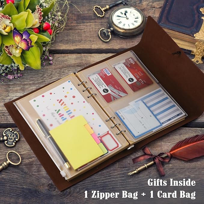 Leather Journal Notebook, Travel Journal with 2 Pockets, Vintage Refillable Journal for Writing, Diary Journal for Women, Men, Girls and Boys, 100GSM Blank Paper, 160 Pages (Green A5 9.2" x 6.5")-DeskLoop Office