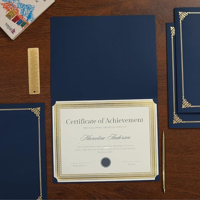 100 Count Certificate Holder, Diploma Covers Gold Foil Border, - Image 4