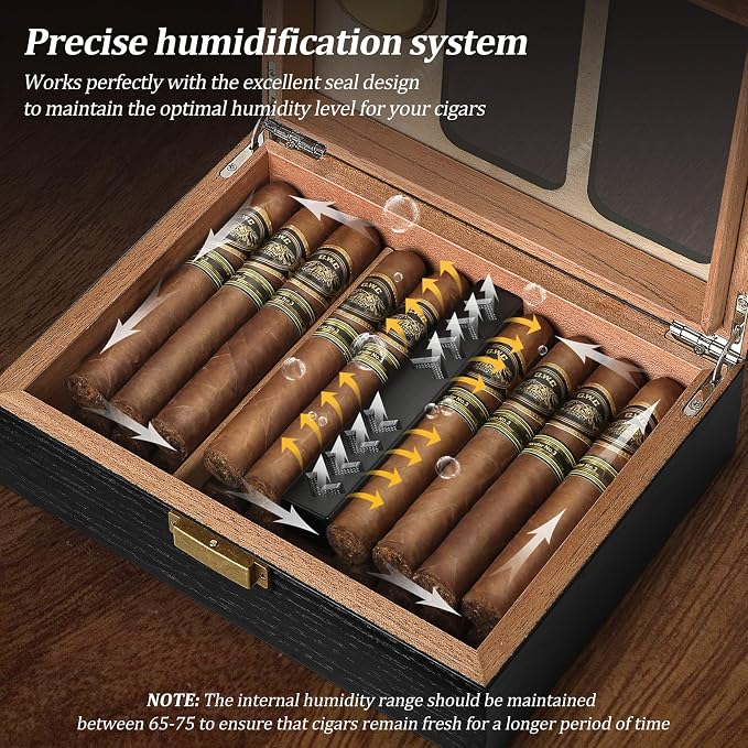 Cigar Humidor, Glass Top Cedar Cigar Case, Cigar Box - Image 5