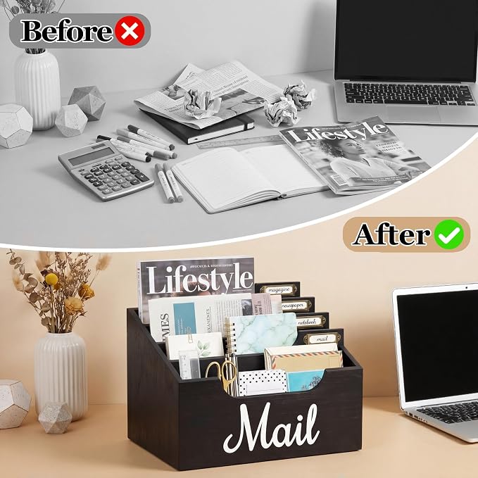 Rustic Wood Mail Organizer Countertop - Image 5