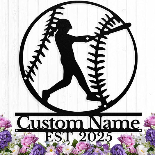 Personalized Softball Metal Sign Custom Name Sign by HengMeiZiK