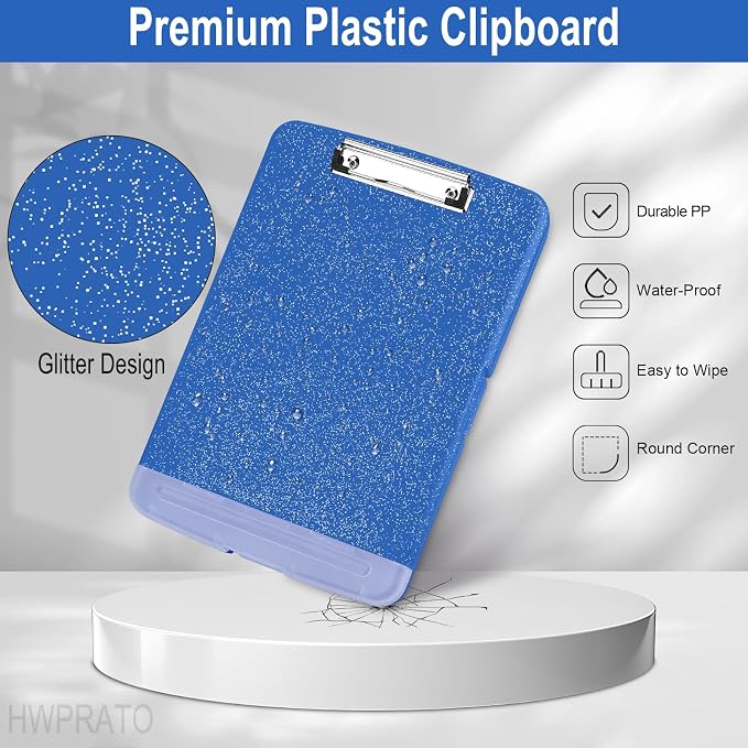 HWPRATO Glitter Clipboard with Storage, Clip Boards 8.5x11 with Pen Holder - Image 7
