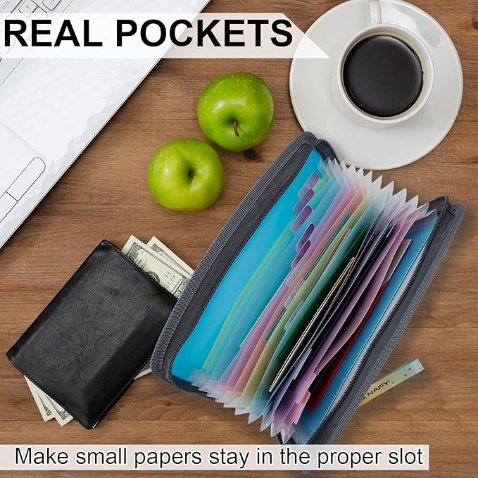 NAFY Small Accordion File Organizer, A5 Check Size 13 Pockets Coupon Receipt - Image 3