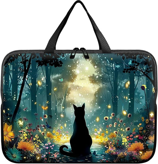 Laptop Sleeve Case Bag 15 inch, Glowworm Cat Slim Carrying Case Durable Handbag Travel Laptop Bag for 15 inch MacBook Air M3/M2/15 Pro/Surface Laptop 7/6/5/4/3/ Dell XPS 15 Plus