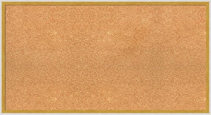 Amanti Art Natural Cork Board for Wall, 19x35 Vision Board with White Frame, Large Corkboard Office Decor for Home Organization, Modern Corkboard Pinboard to Display Items for Home Organization in-DeskLoop Office