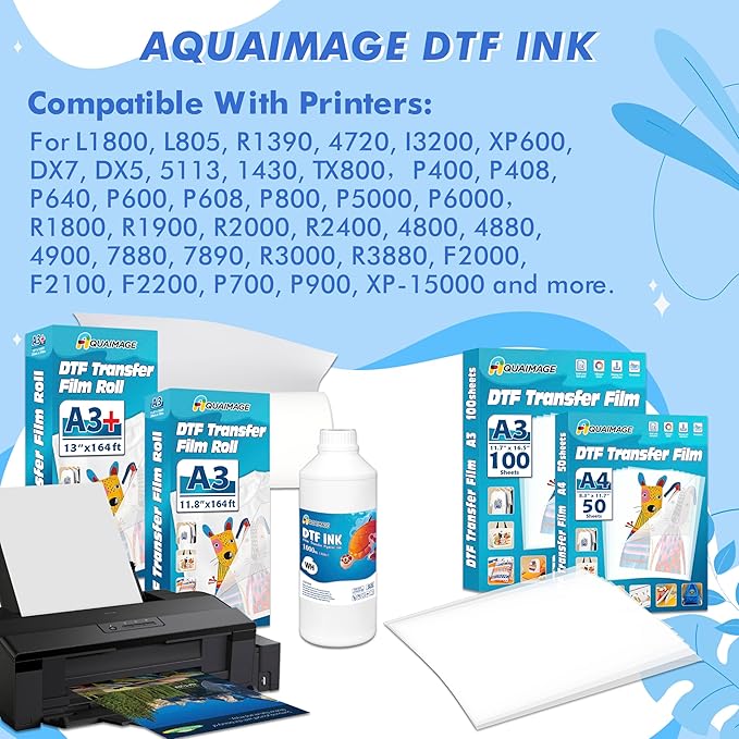 Premium DTF White Ink-DTF Transfer Ink for PET Film Refill Ink for ET-8550, XP-15000, XP600, I3200, L1800, Premium DTF White Ink Direct to Film Heat Transfer Printing(1000ml 33.8oz)-DeskLoop Office