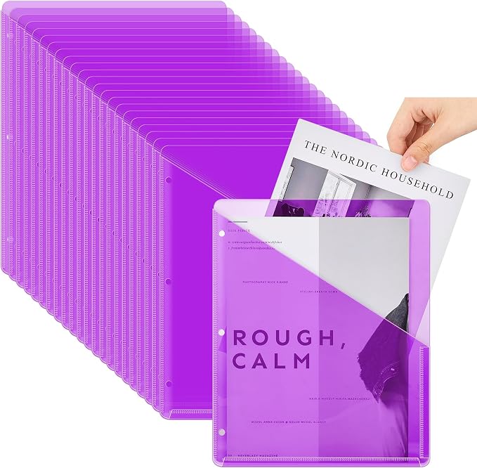 Seajan 48 Pcs Pocket Folders for 3 Ring Binder Clear Plastic Folders Sleeves by Seajan