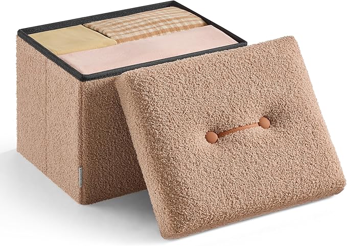 SONGMICS Small Folding Storage Ottoman, Foot Rest Stool, 12.2 x 16.1 x 12.2 by Unknown